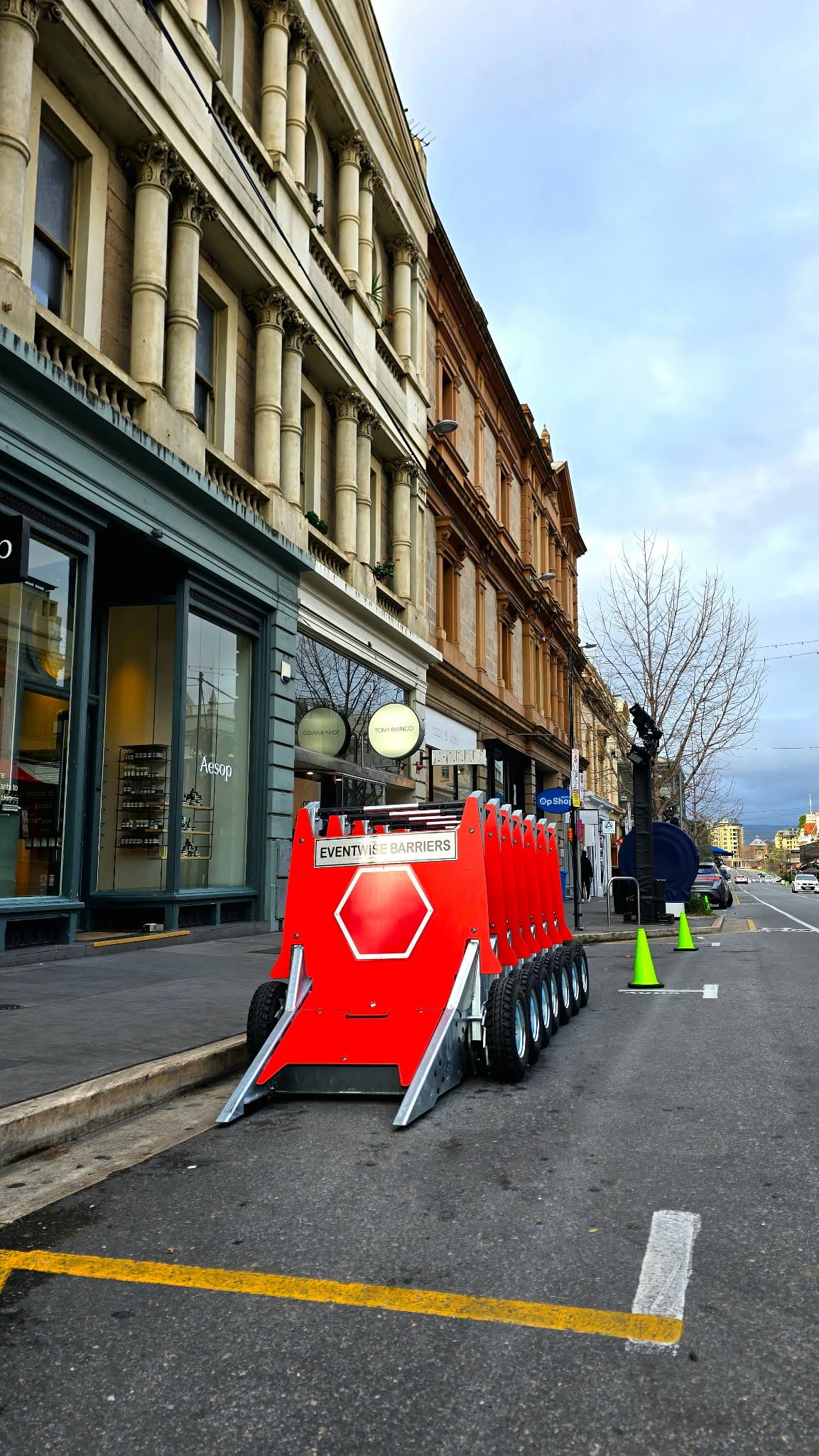 Eventwise barriers neatly stacked ready for deployment